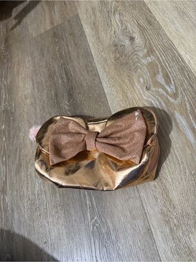 Rose Gold Metallic Bow Cosmetic Pouch